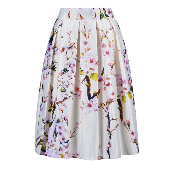 Floral pleated midi skirt - Picture 1 of 4